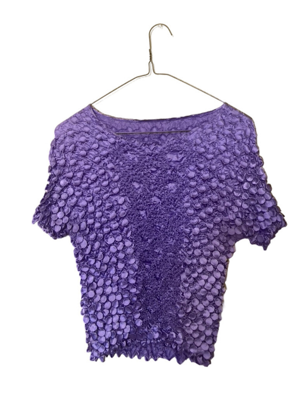 Short Sleeve Embroidered Purple Women's Top / Blouse - Size M